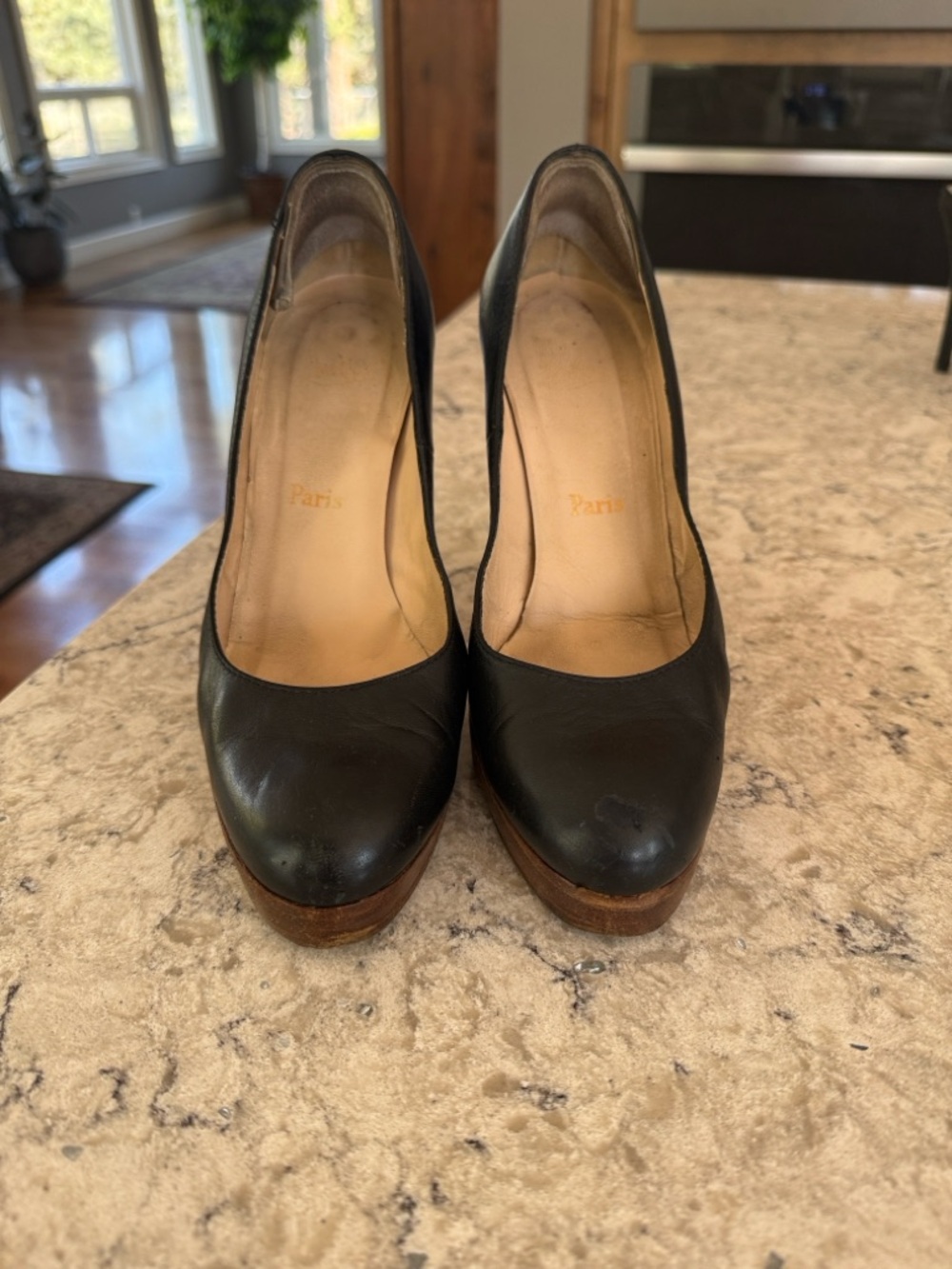 Christian Louboutin Black Leather Platform Pumps